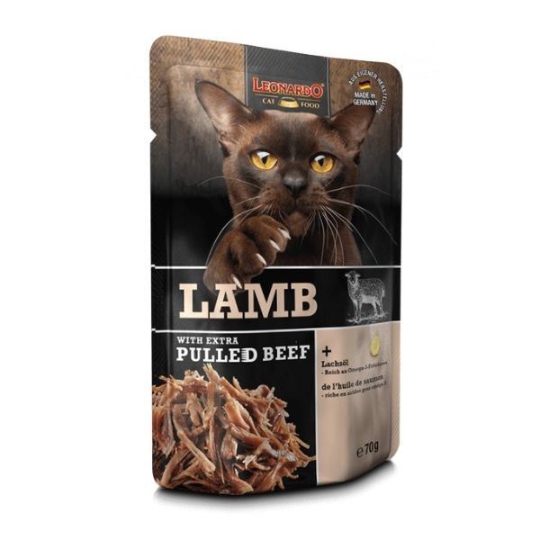 לאונרדו מזון מלא טבעי לחתולים מחית כבש לחתולים עם נתחי בקר – 70 גרם טבעי לחתולים פטשופטבע