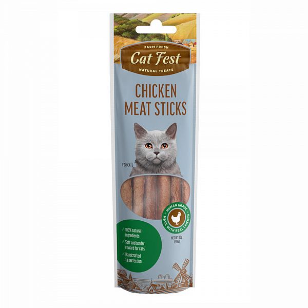 קט פיסט סטיקס עוף חטיף מקלות לחתול 45 גרם CatFest chicken meat stics for cats, 45g קט פיסט סטיקס עוף חטיף מקלות בשר לחתול מבית קט פיסט